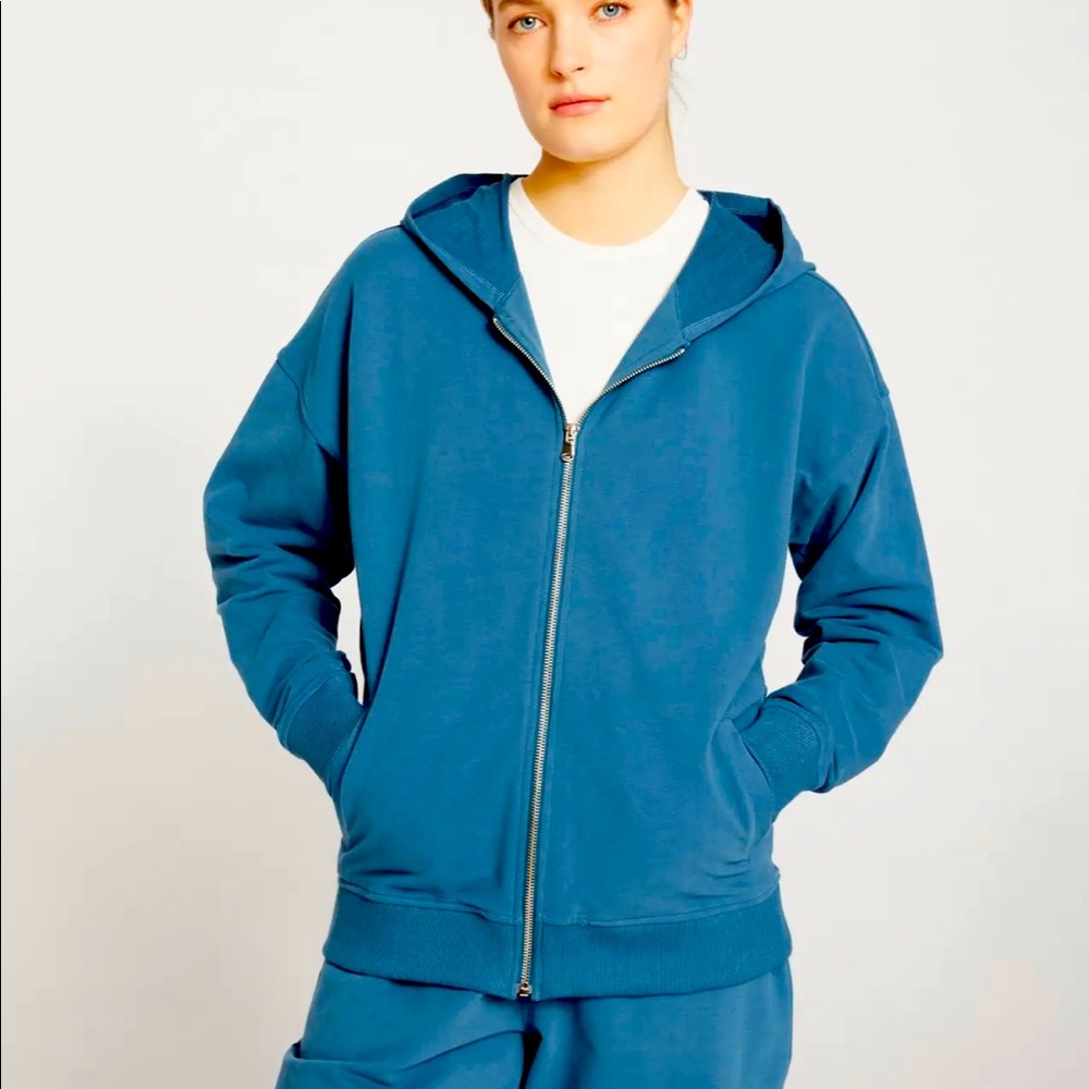 Universal Standard Teal French Terry Zip Up XS NWT